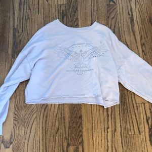 lavender cropped crewneck sweatshirt from hollister, size m